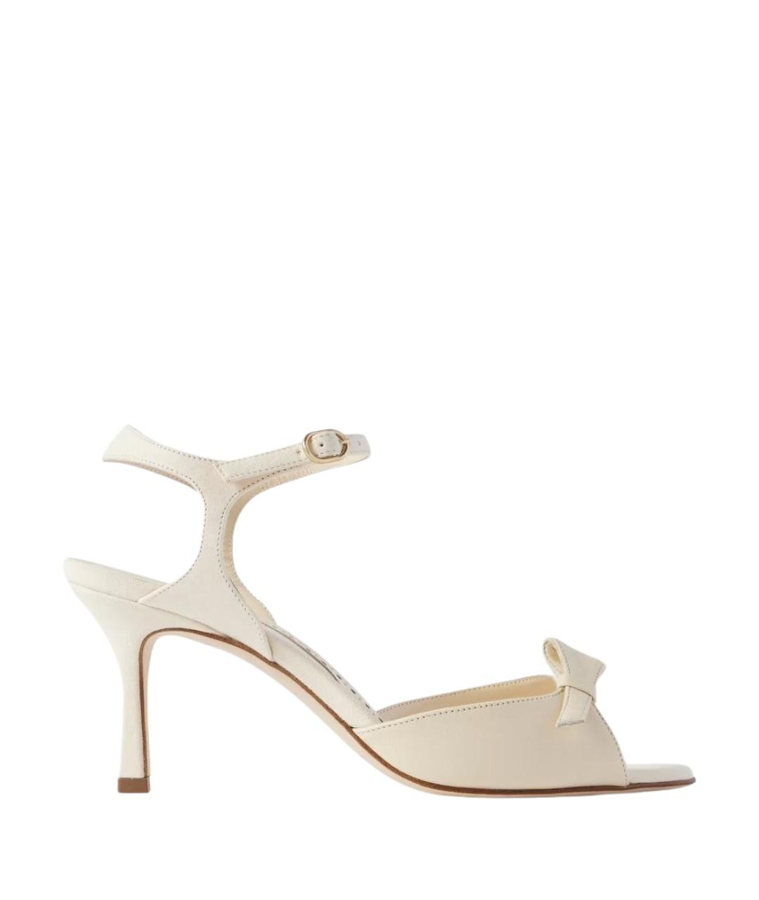 MANOLO BLAHNIK Бежевые кожаные босоножки, фото 1