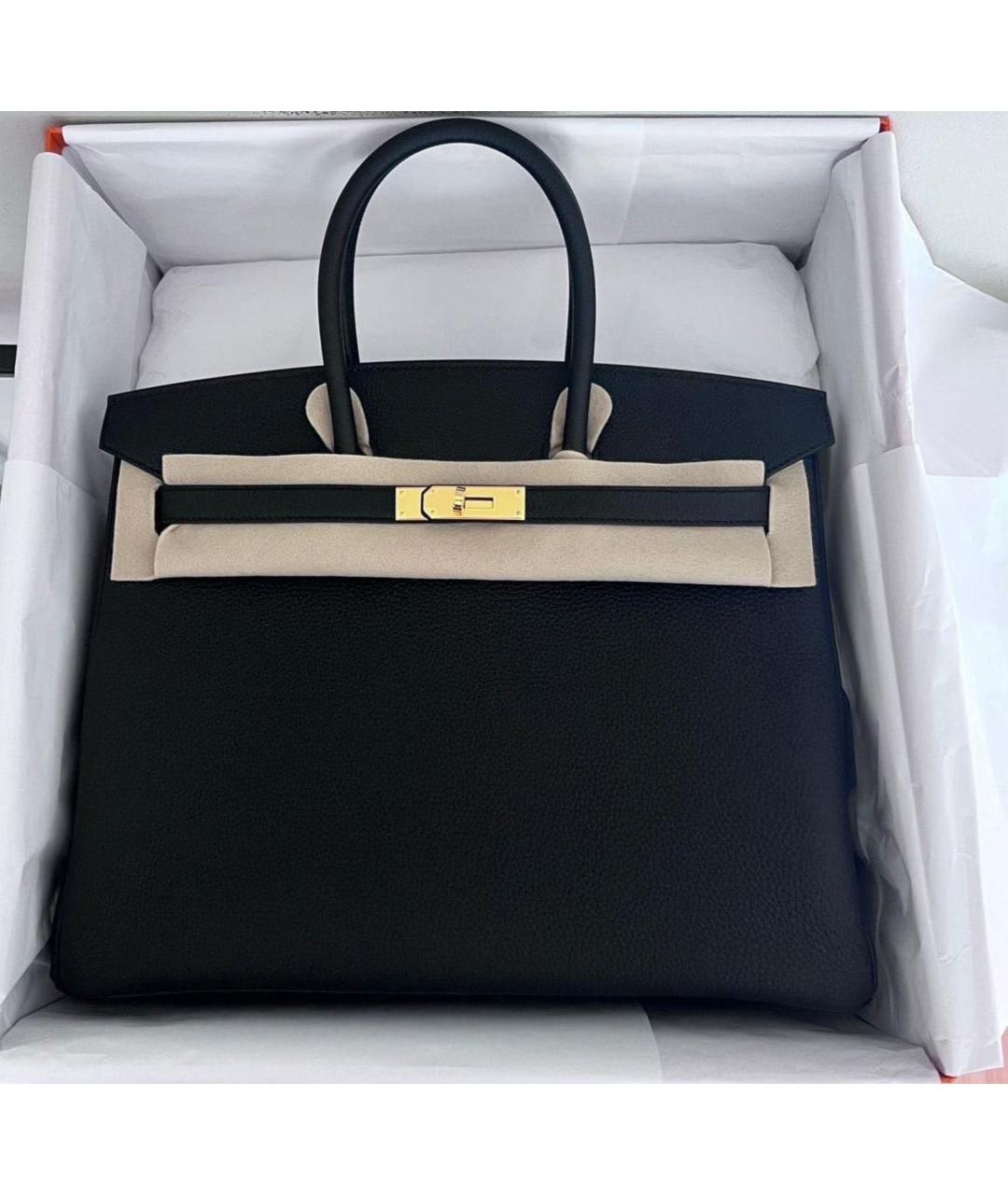 HERMES Черная кожаная сумка с короткими ручками, фото 3