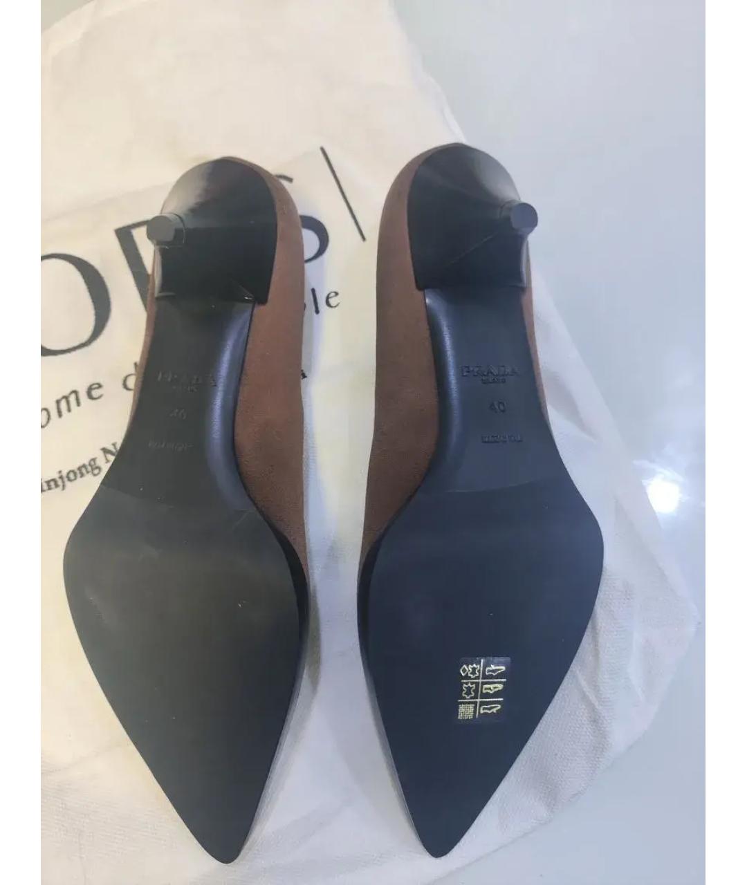 PRADA Коричневые текстильные туфли, фото 5