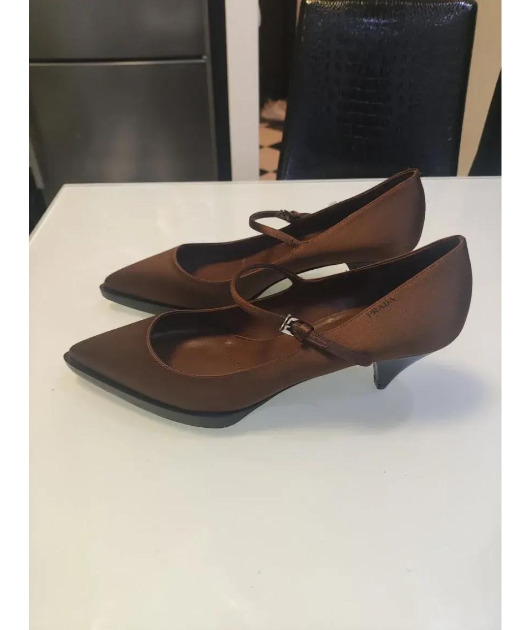 PRADA Коричневые текстильные туфли, фото 8