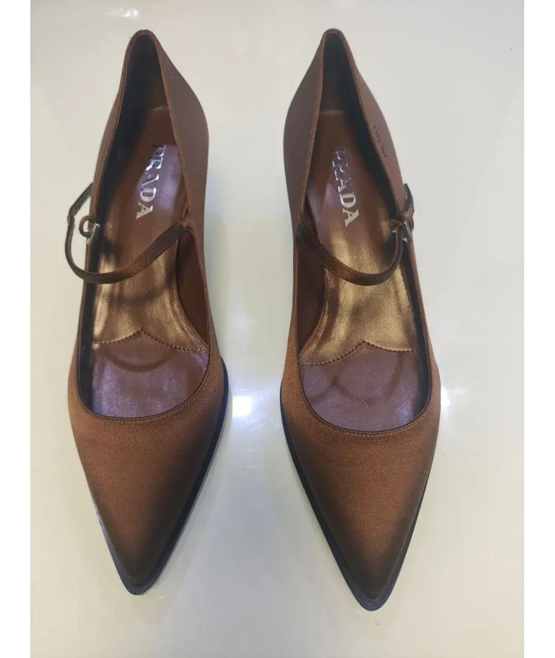PRADA Коричневые текстильные туфли, фото 2