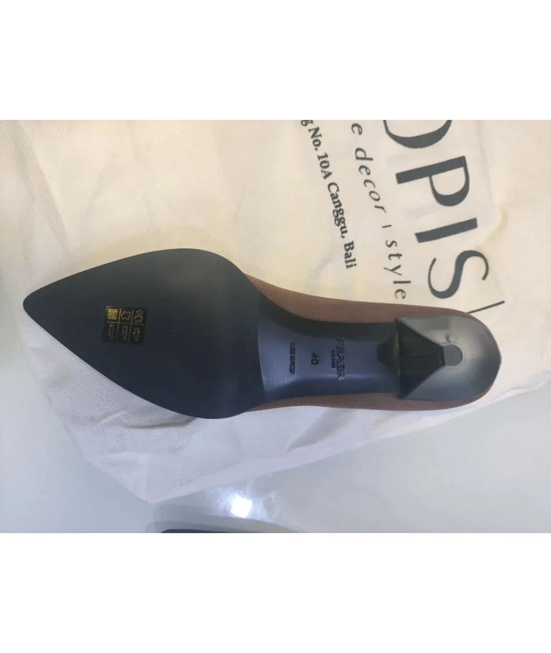 PRADA Коричневые текстильные туфли, фото 9