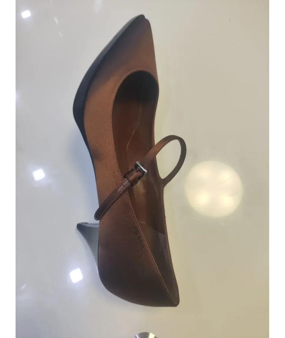 PRADA Коричневые текстильные туфли, фото 7