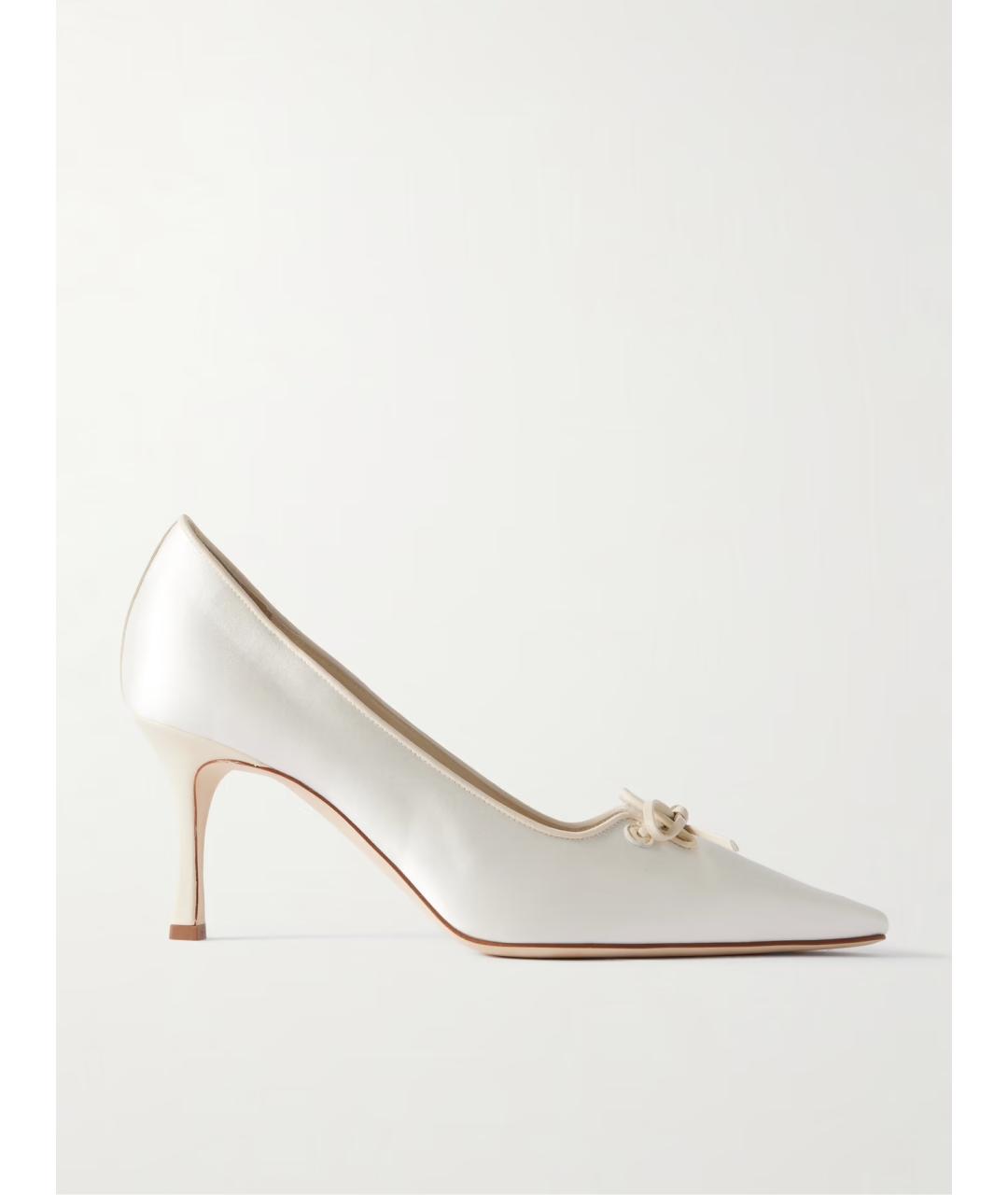 MANOLO BLAHNIK Бежевые текстильные туфли, фото 4