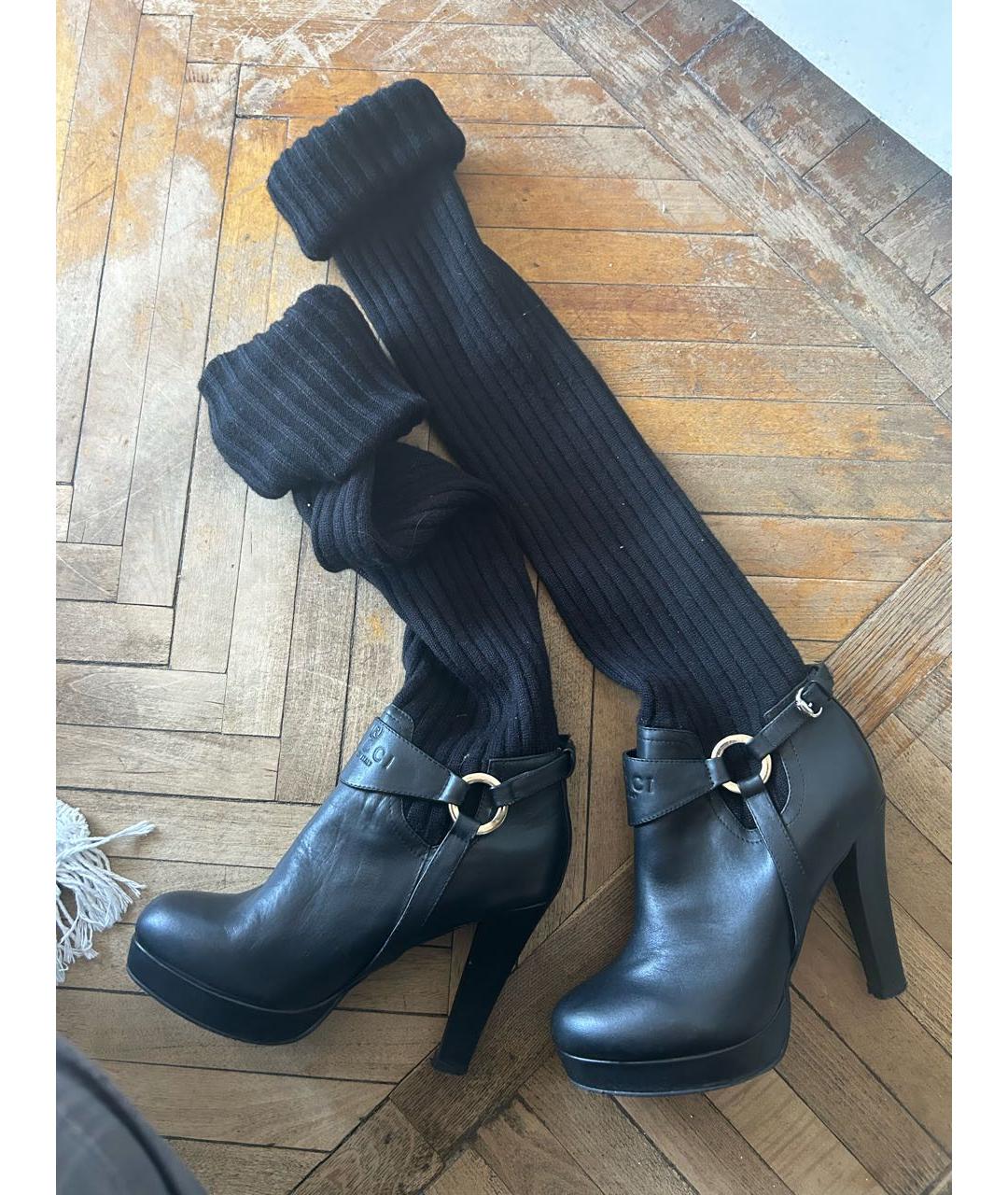 GUCCI Черные кожаные ботфорты, фото 3