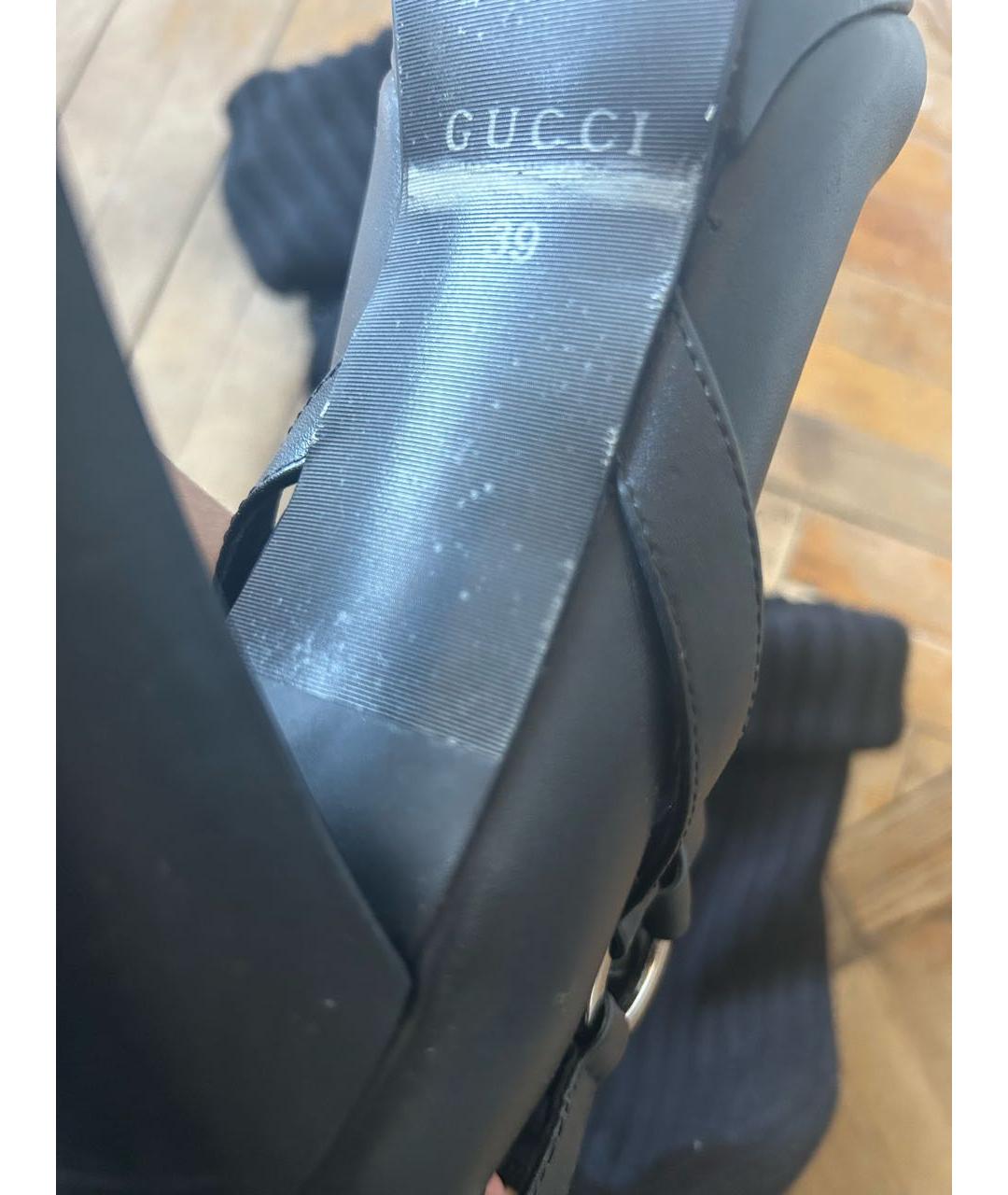 GUCCI Черные кожаные ботфорты, фото 4