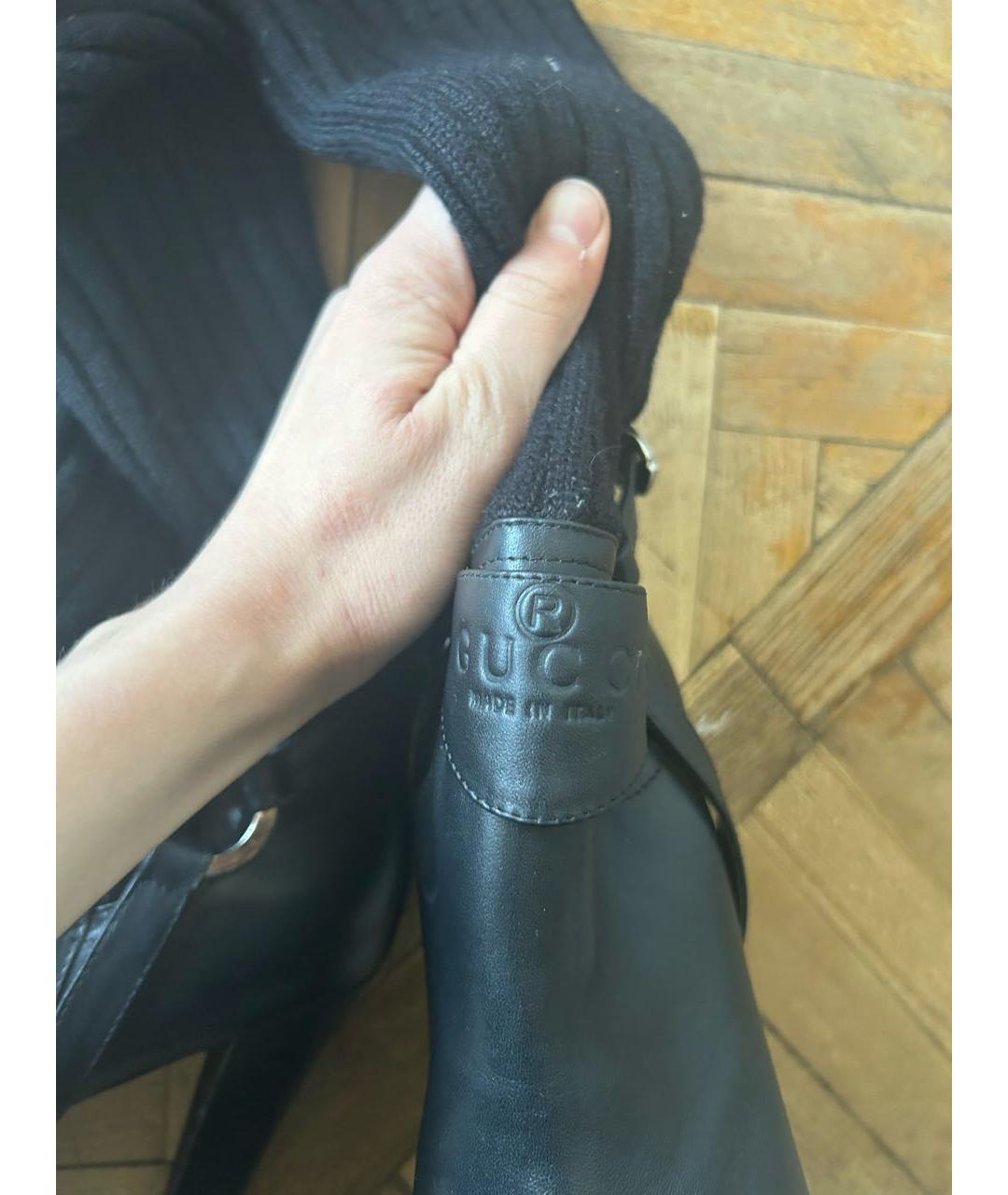 GUCCI Черные кожаные ботфорты, фото 2