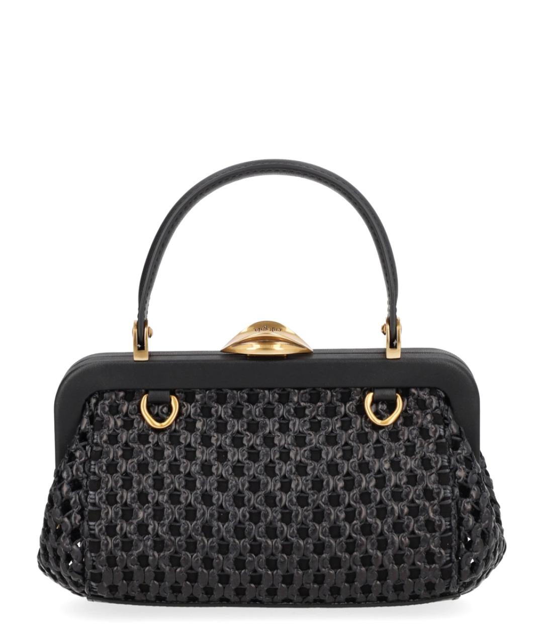 CULT GAIA Черная пелетеная сумка с короткими ручками, фото 3