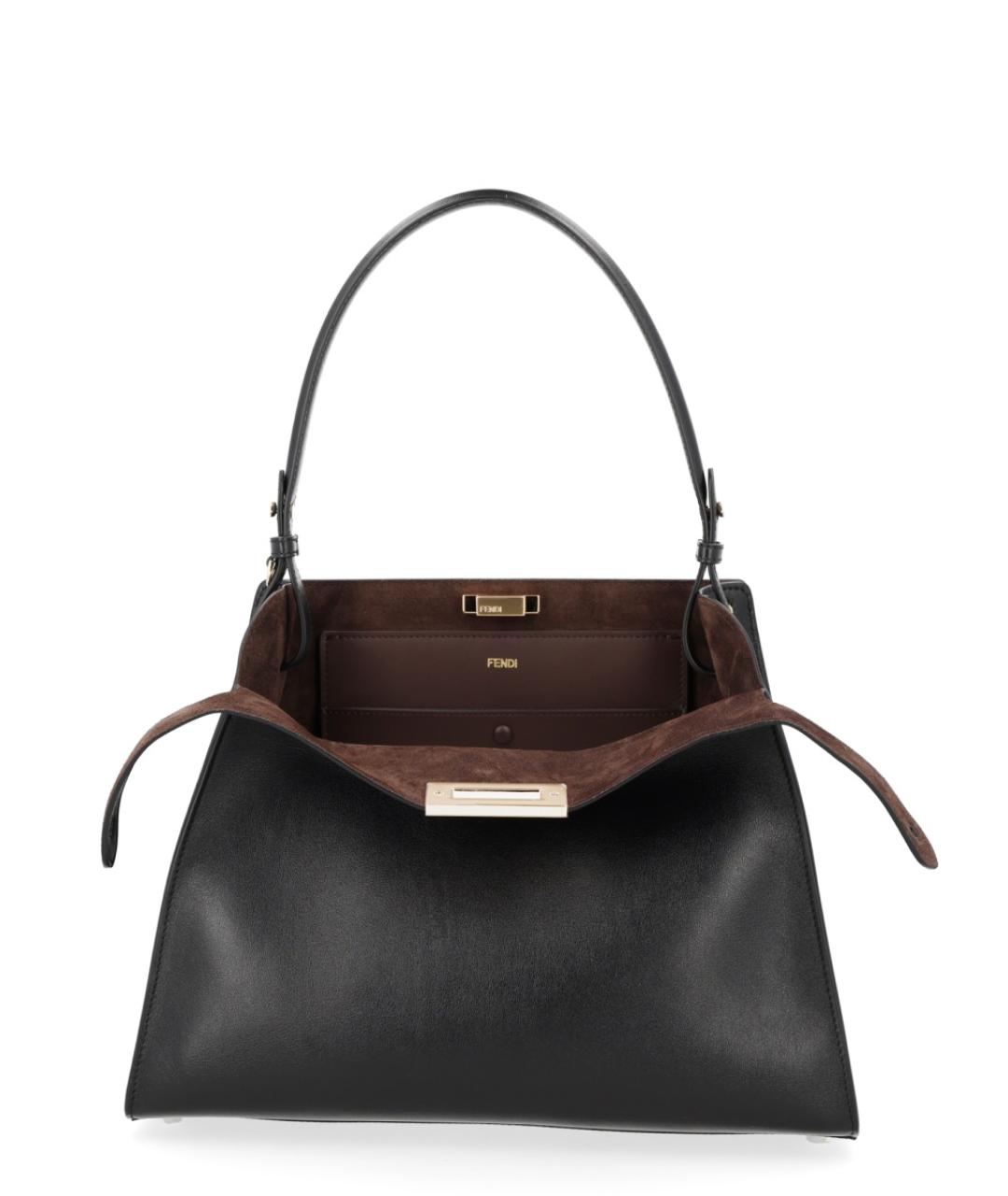 FENDI Черная кожаная сумка тоут, фото 3