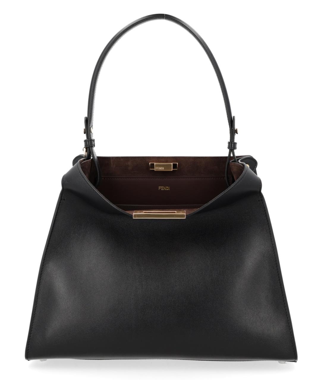 FENDI Черная кожаная сумка тоут, фото 1