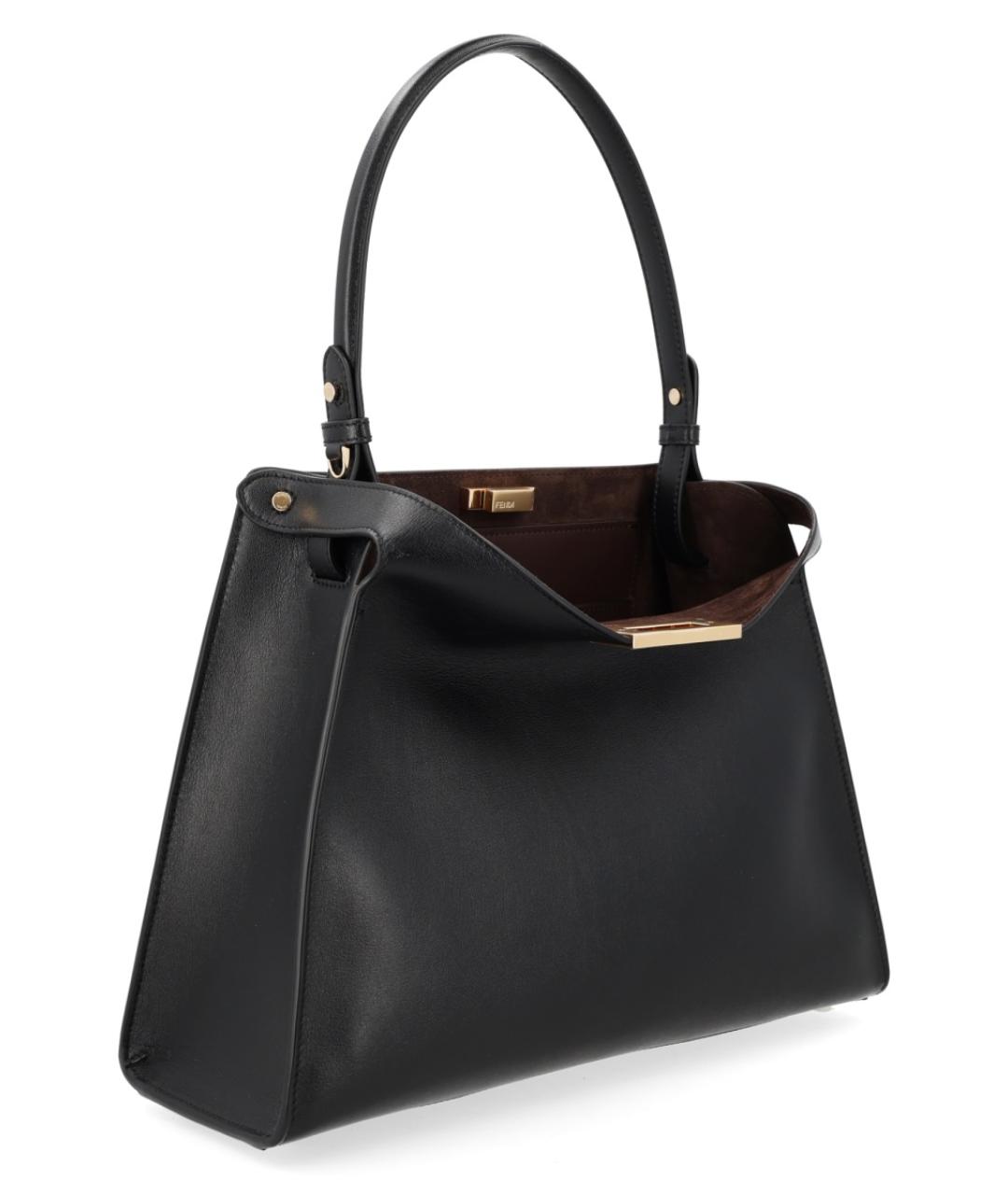 FENDI Черная кожаная сумка тоут, фото 4