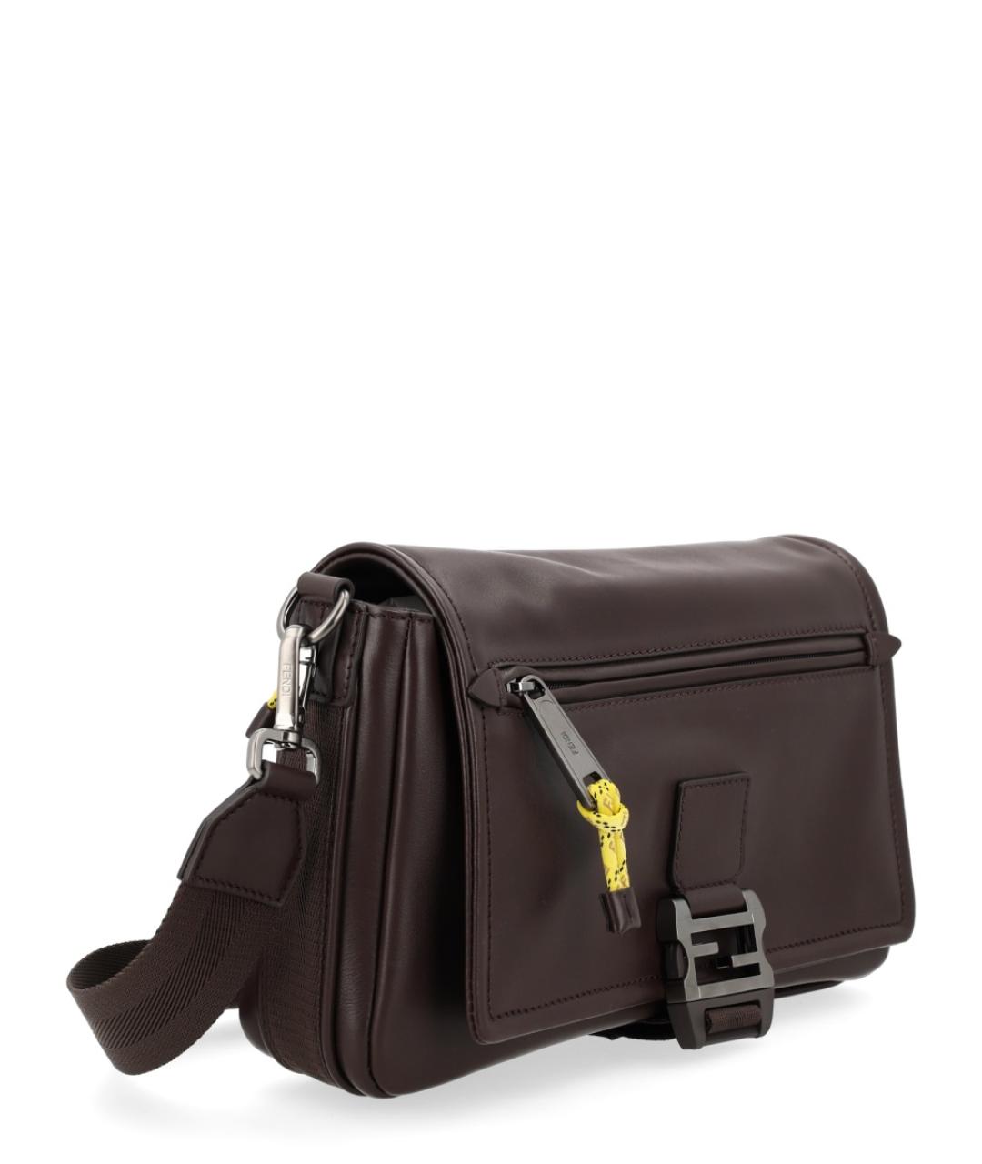 FENDI Коричневая кожаная сумка на плечо, фото 4