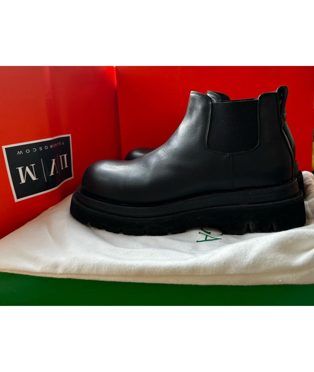 BOTTEGA VENETA Черные кожаные низкие ботинки, фото 8