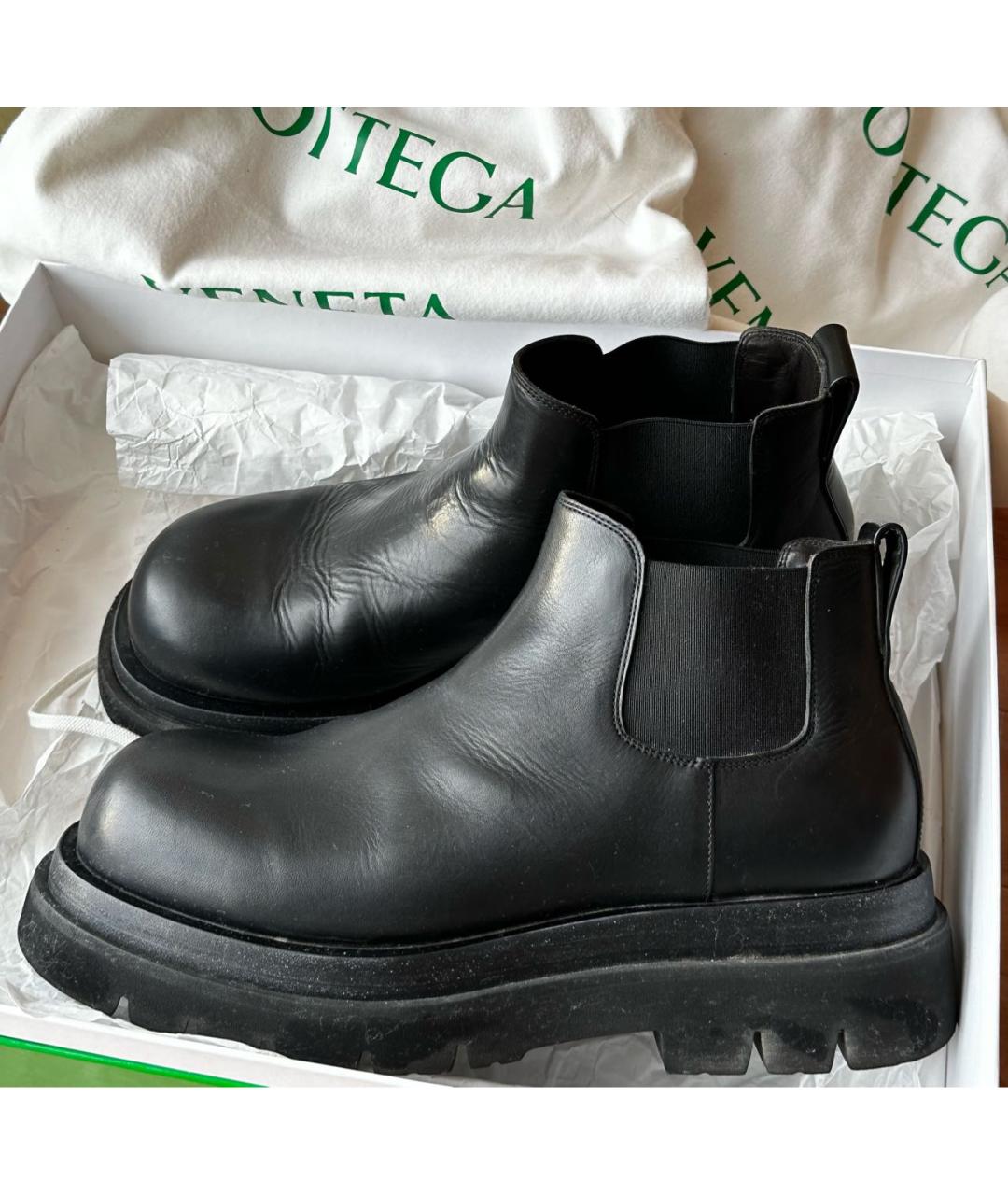 BOTTEGA VENETA Черные кожаные низкие ботинки, фото 9