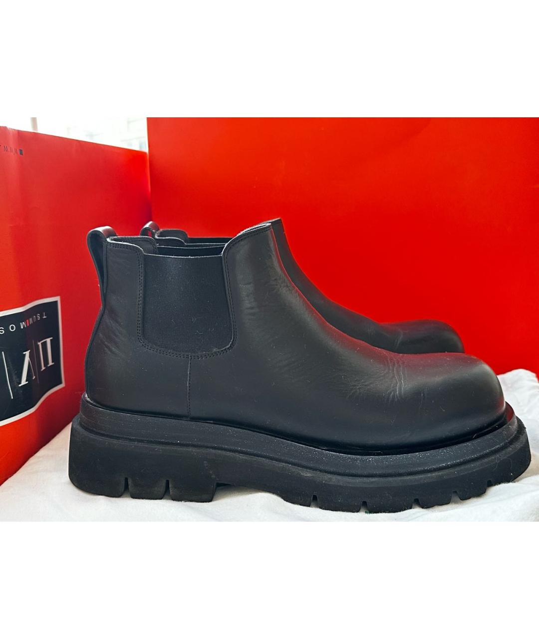 BOTTEGA VENETA Черные кожаные низкие ботинки, фото 7