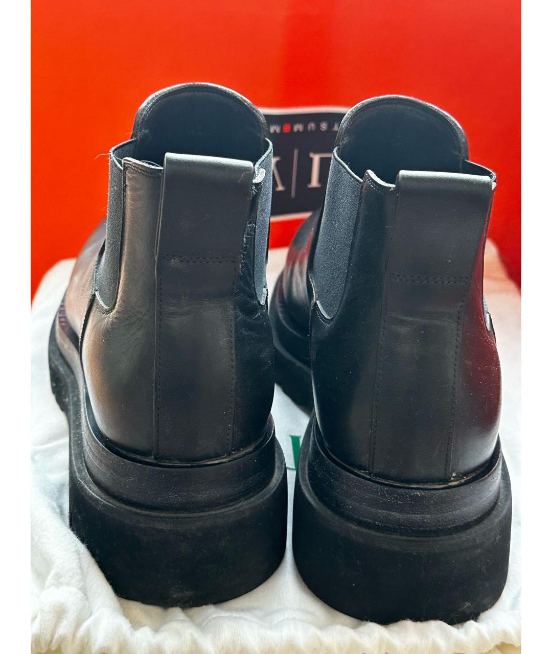 BOTTEGA VENETA Черные кожаные низкие ботинки, фото 4