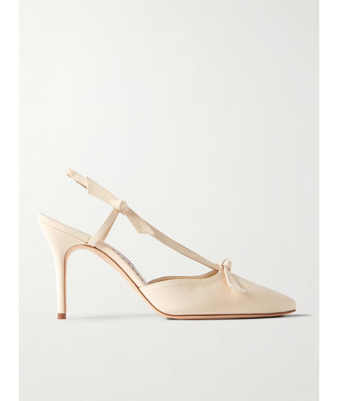 MANOLO BLAHNIK Бежевые текстильные туфли, фото 5