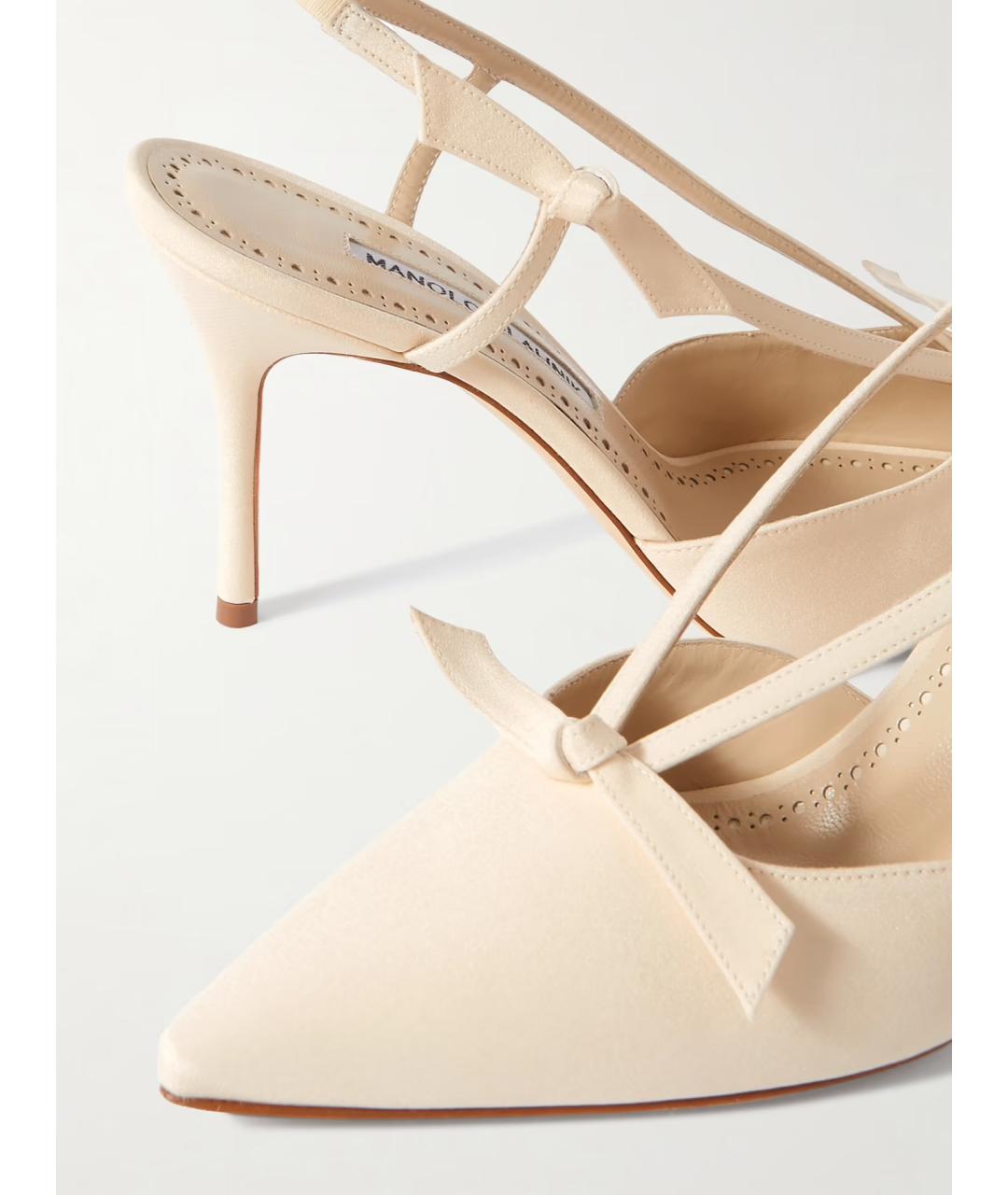 MANOLO BLAHNIK Бежевые текстильные туфли, фото 4