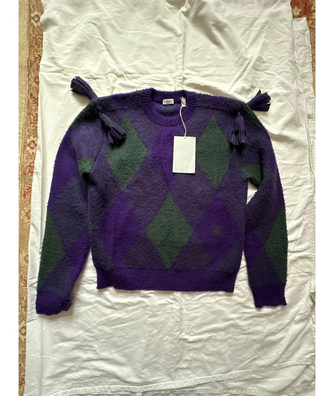 BURBERRY Фиолетовый шерстяной джемпер / свитер, фото 9