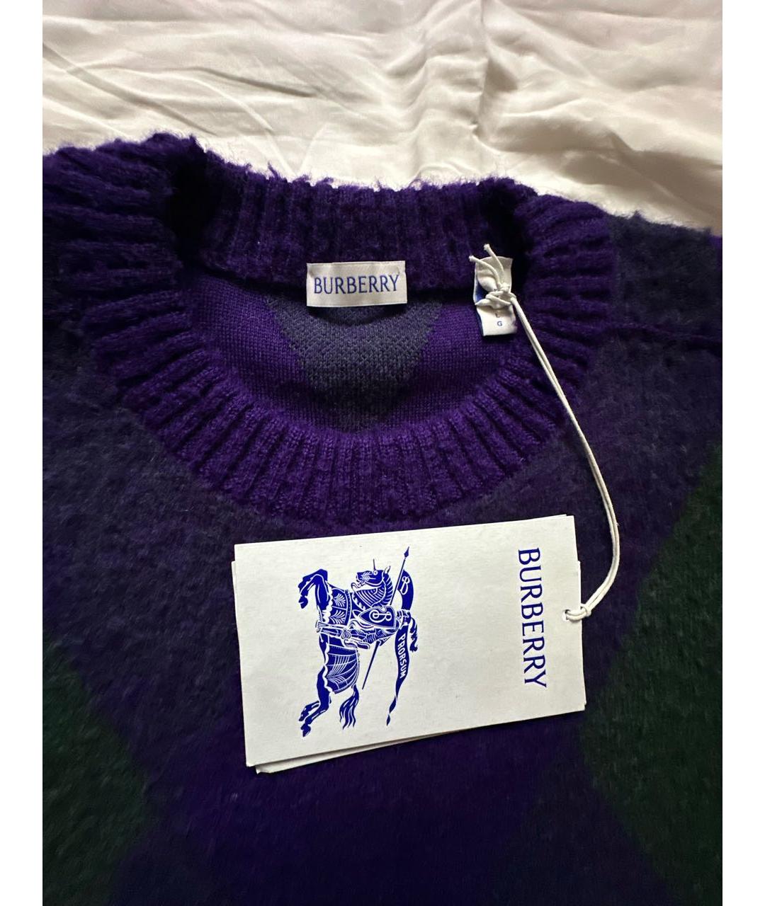 BURBERRY Фиолетовый шерстяной джемпер / свитер, фото 3