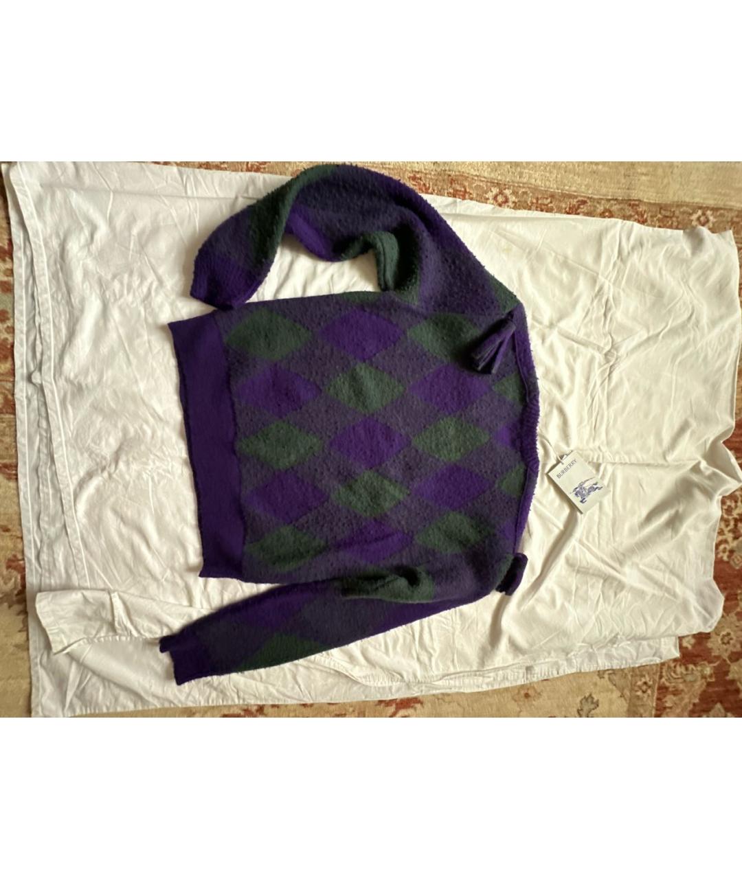 BURBERRY Фиолетовый шерстяной джемпер / свитер, фото 2