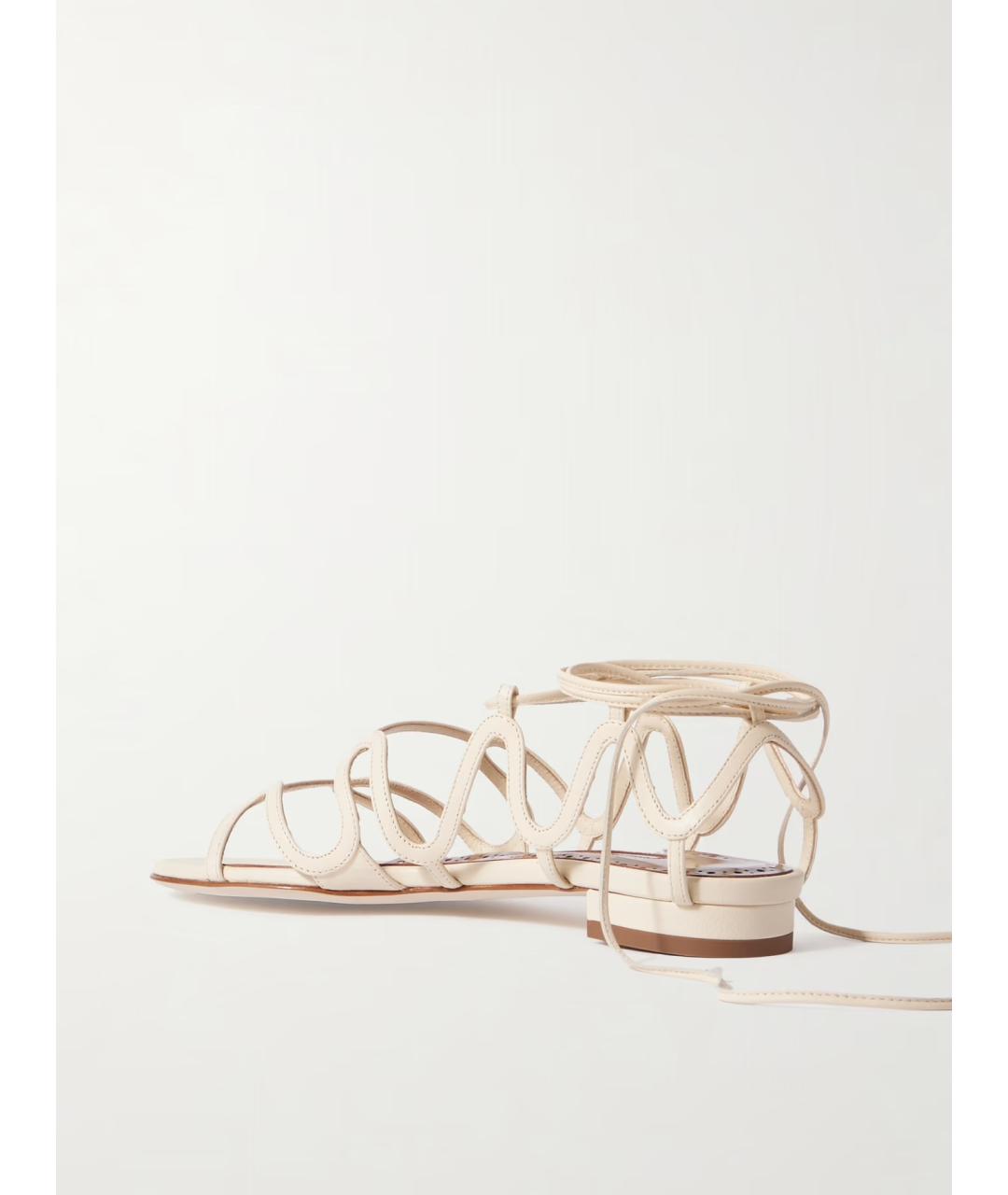 MANOLO BLAHNIK Бежевые кожаные сандалии, фото 3