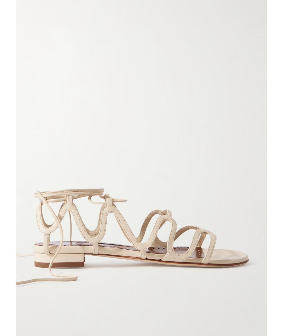 MANOLO BLAHNIK Бежевые кожаные сандалии, фото 5