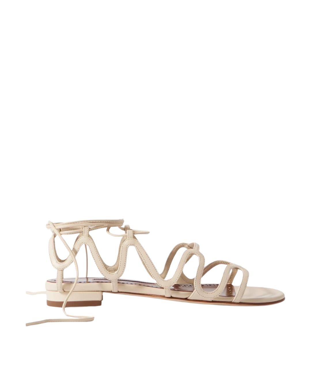 MANOLO BLAHNIK Бежевые кожаные сандалии, фото 1