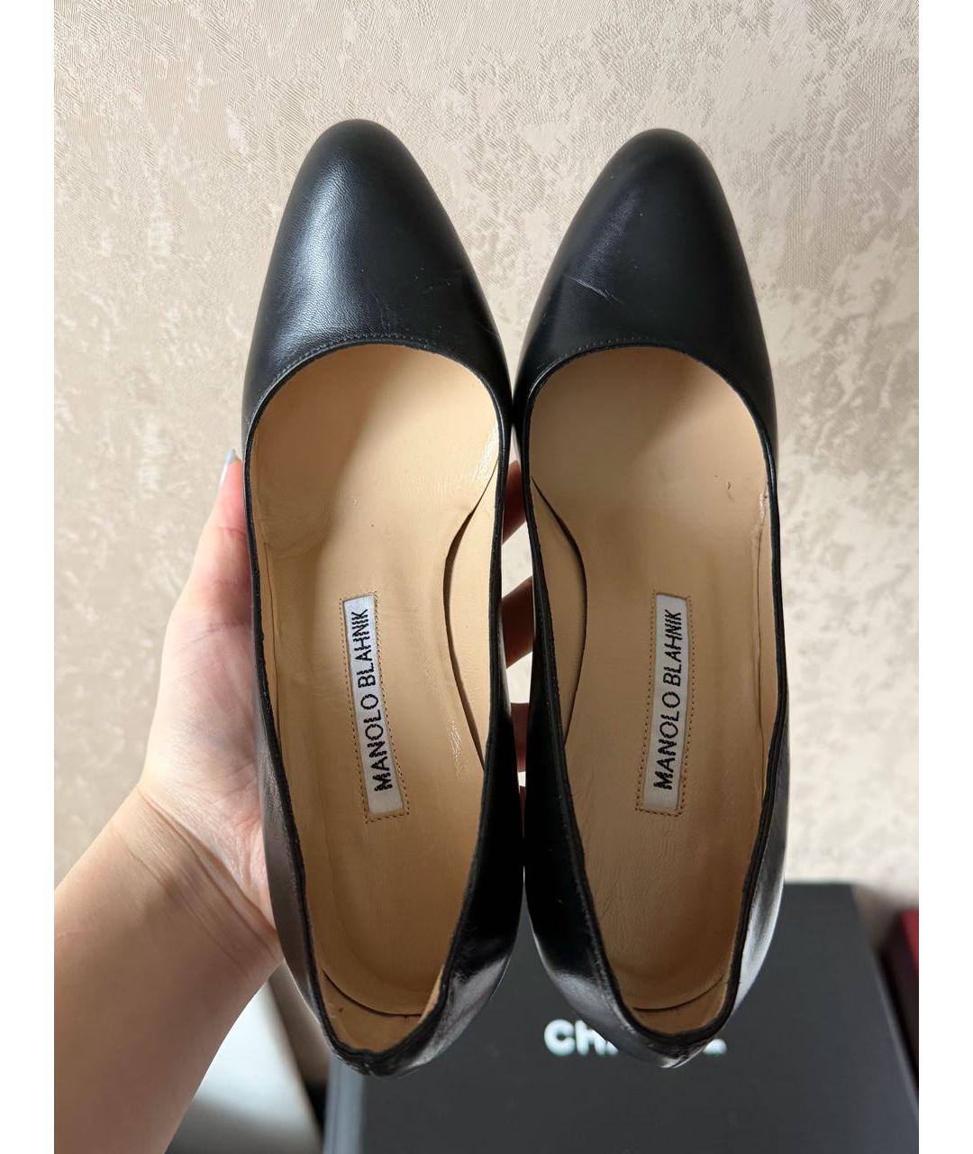 MANOLO BLAHNIK Черные кожаные туфли, фото 3