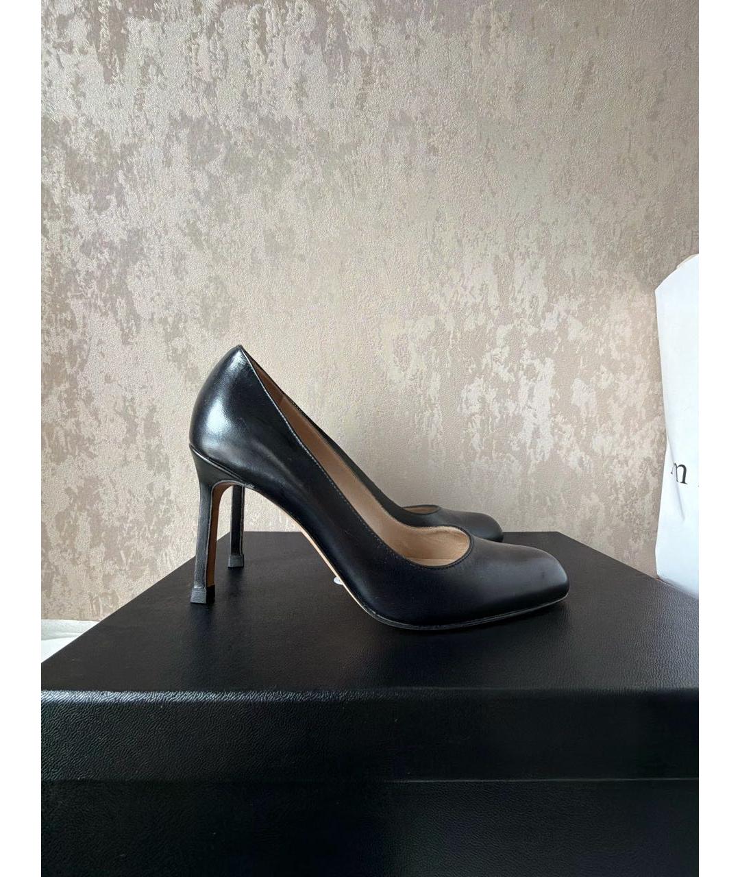 MANOLO BLAHNIK Черные кожаные туфли, фото 5