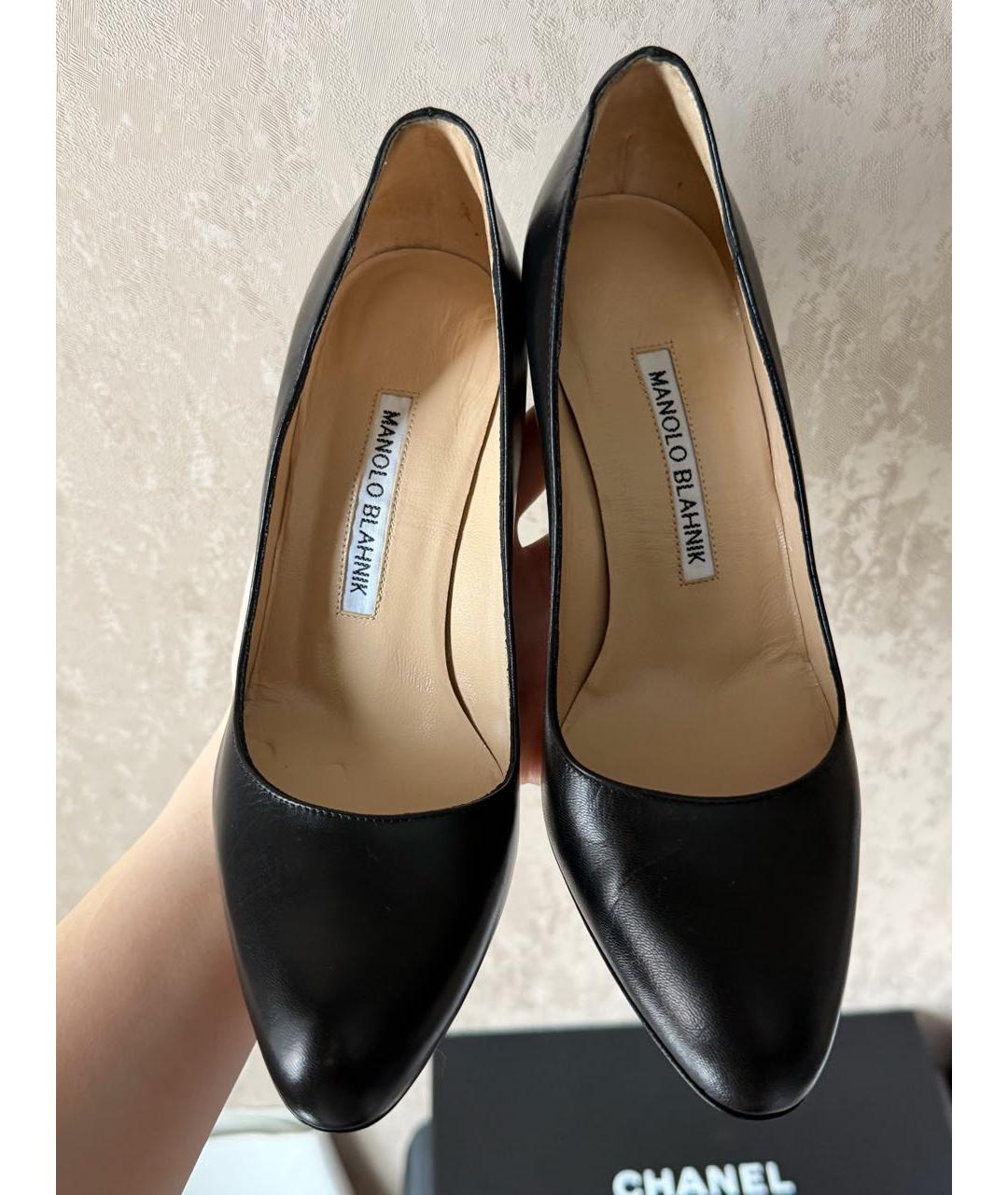 MANOLO BLAHNIK Черные кожаные туфли, фото 2