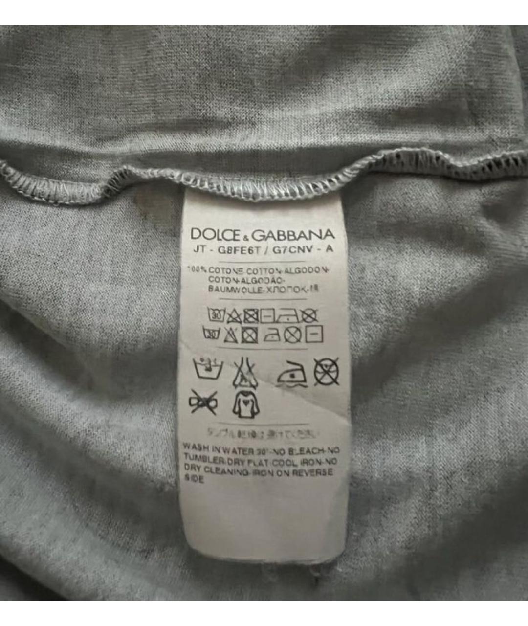 DOLCE&GABBANA Антрацитовая хлопковая футболка, фото 4