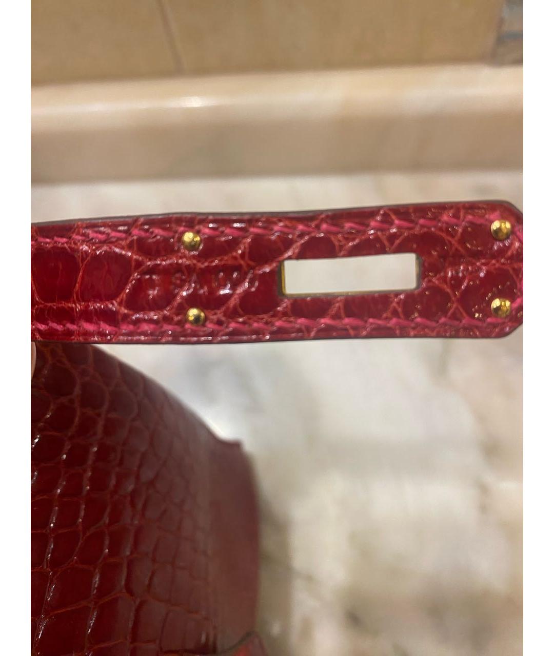 HERMES Красная кожаная сумка с короткими ручками, фото 7