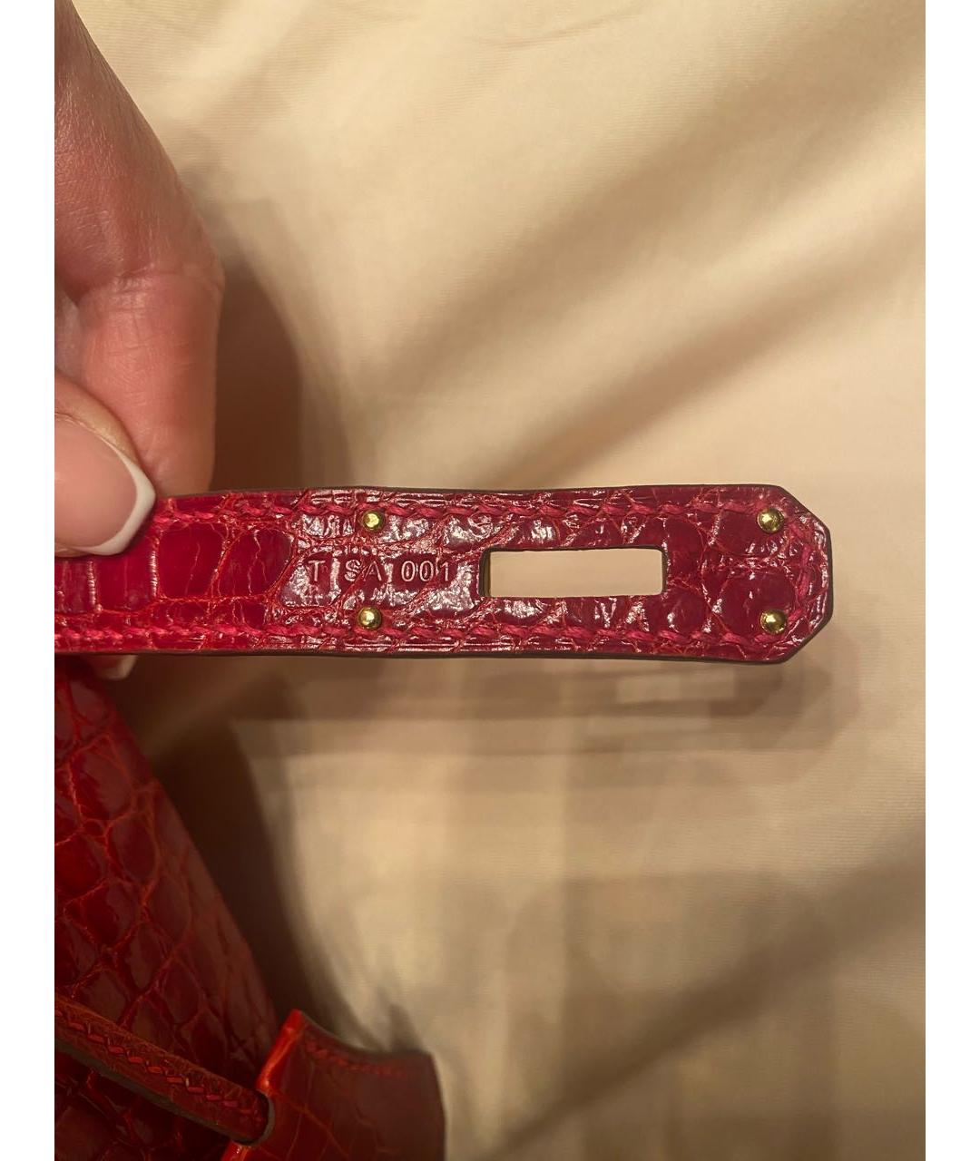 HERMES Красная кожаная сумка с короткими ручками, фото 8