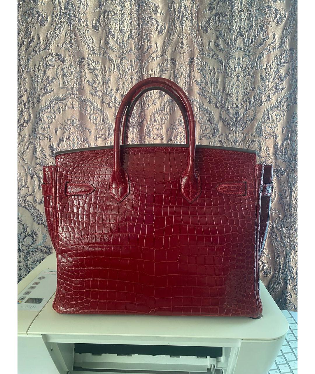 HERMES Красная кожаная сумка с короткими ручками, фото 3