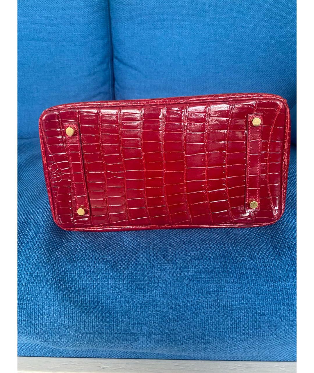 HERMES Красная кожаная сумка с короткими ручками, фото 5