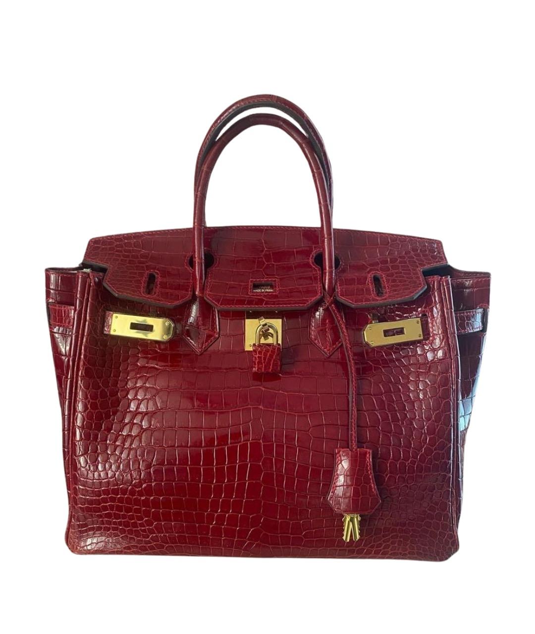 HERMES Красная кожаная сумка с короткими ручками, фото 1