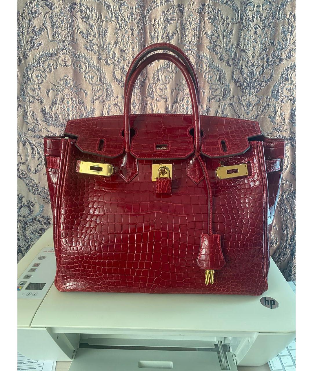 HERMES Красная кожаная сумка с короткими ручками, фото 9