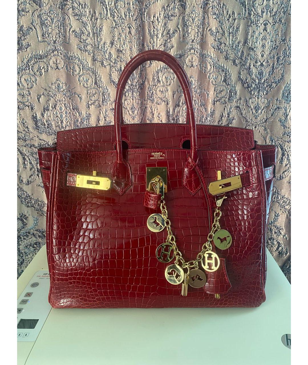 HERMES Красная кожаная сумка с короткими ручками, фото 2