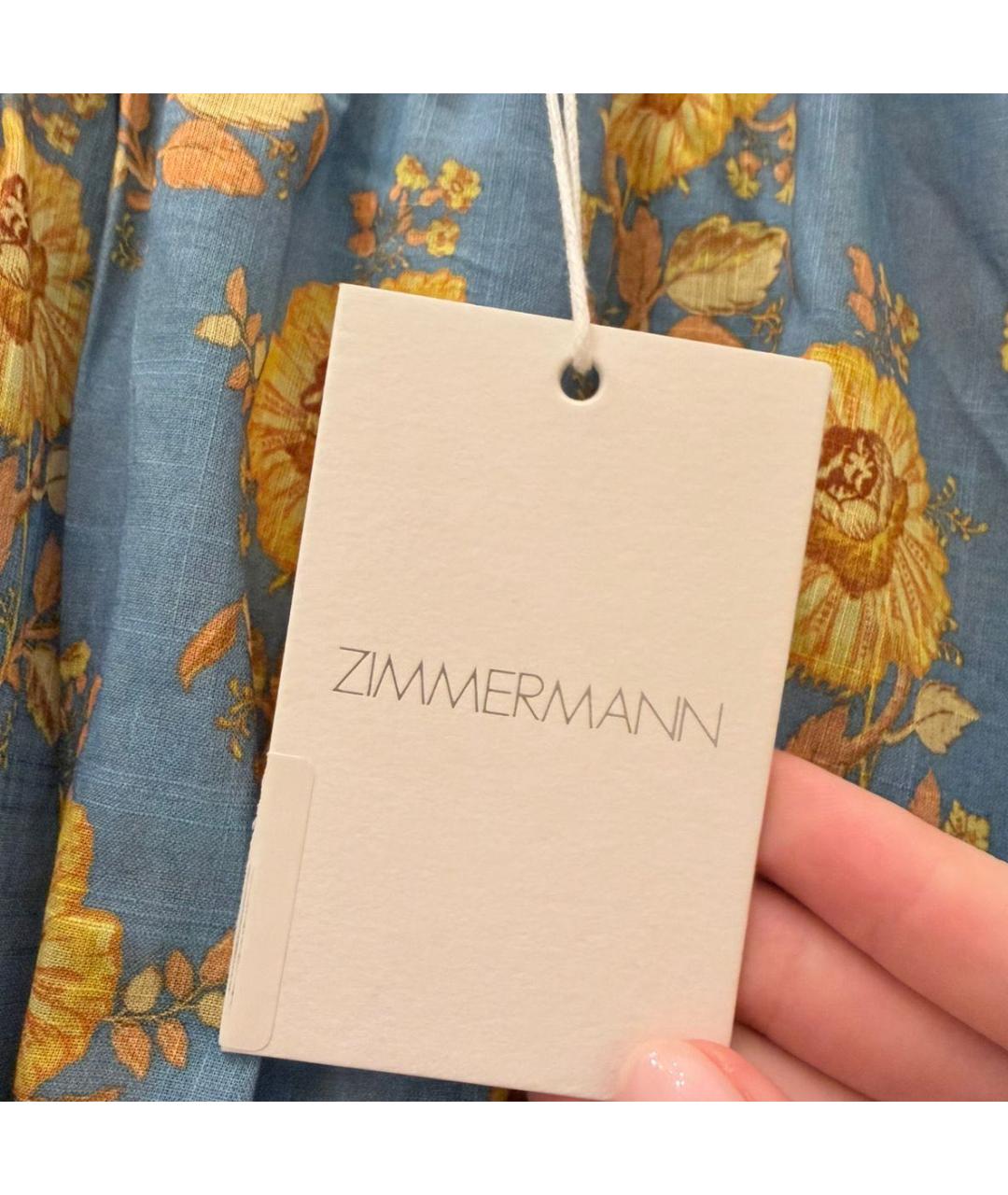 ZIMMERMANN Голубое хлопковое повседневное платье, фото 4