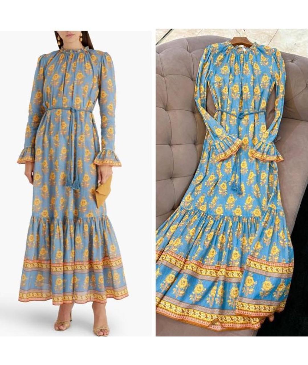 ZIMMERMANN Голубое хлопковое повседневное платье, фото 8