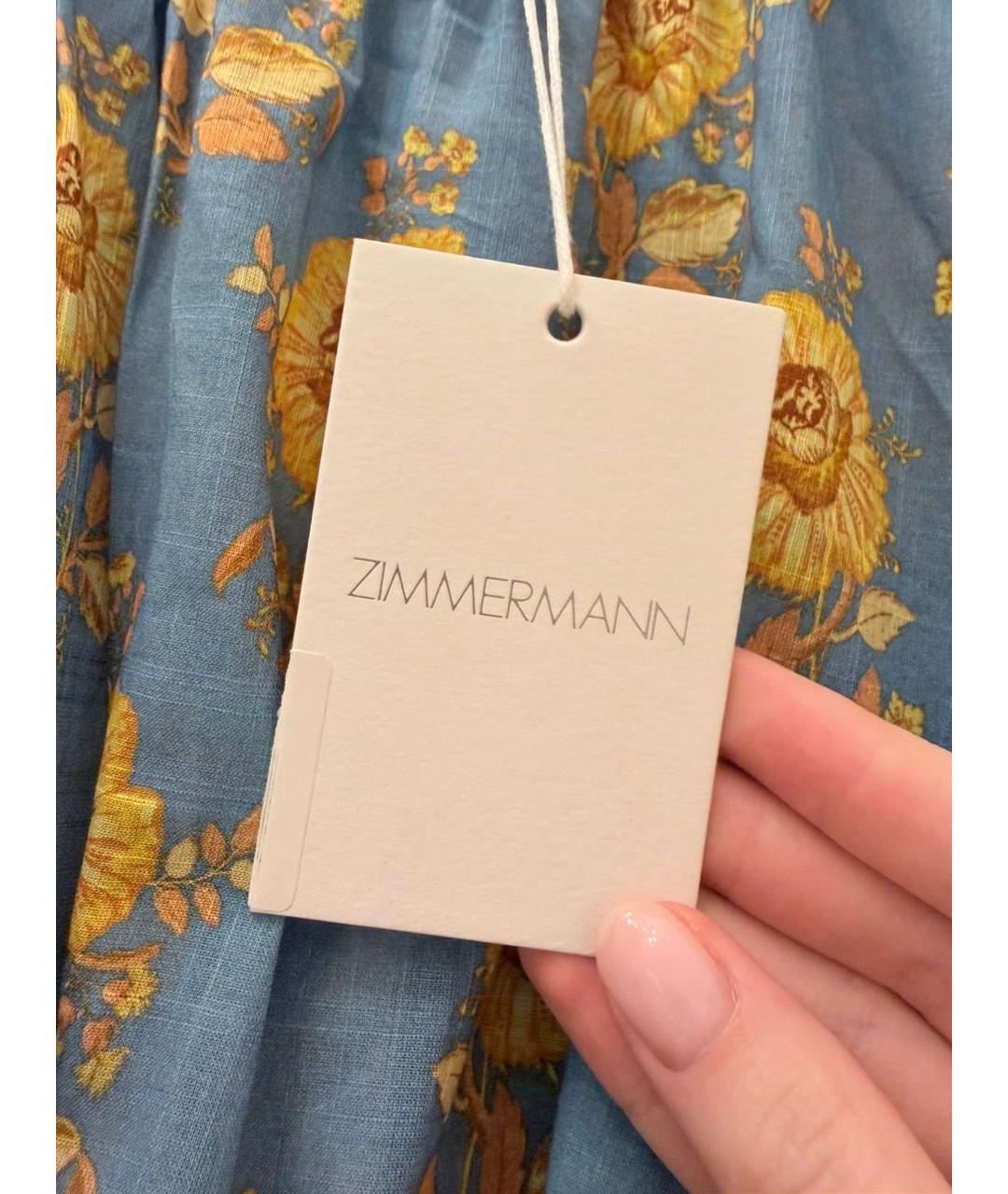 ZIMMERMANN Голубое хлопковое повседневное платье, фото 5