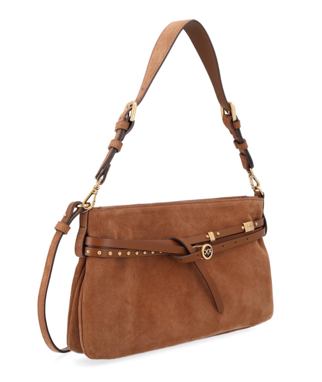 PINKO Коричневая кожаная сумка через плечо, фото 2