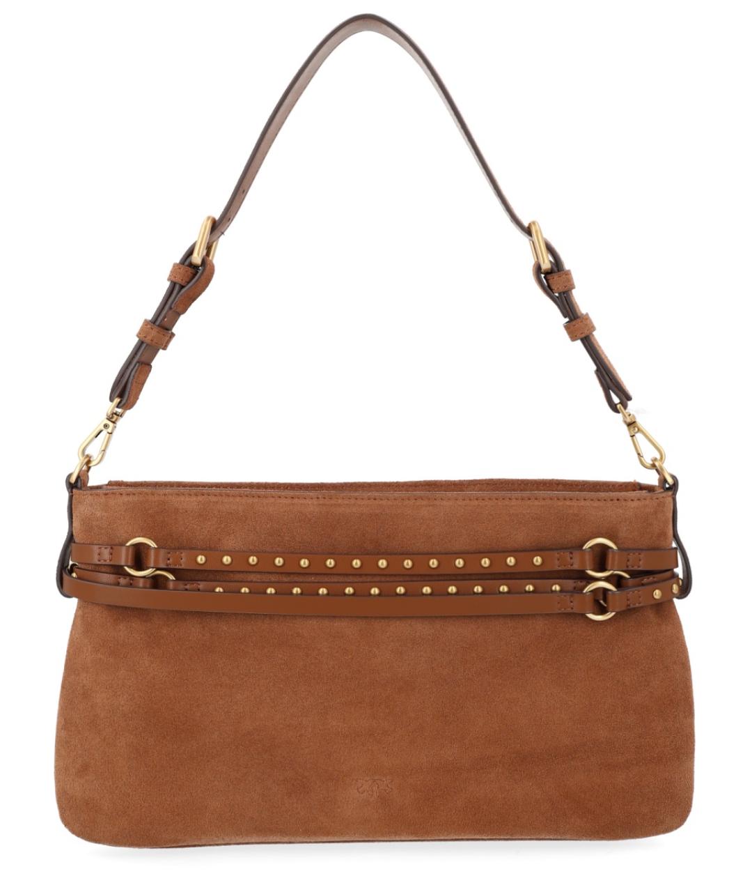 PINKO Коричневая кожаная сумка через плечо, фото 3