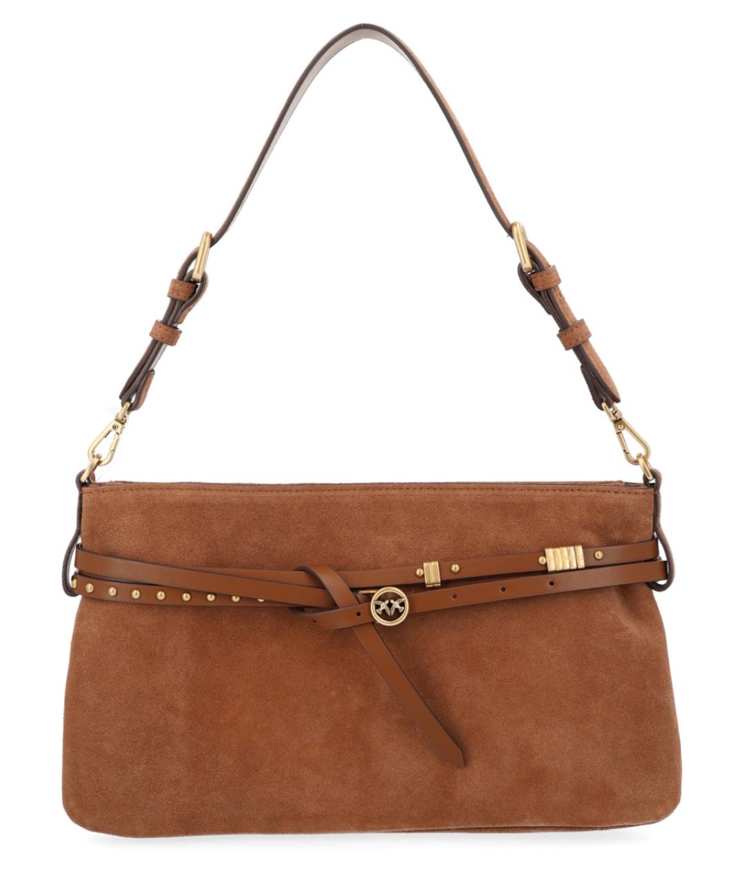 PINKO Коричневая кожаная сумка через плечо, фото 1