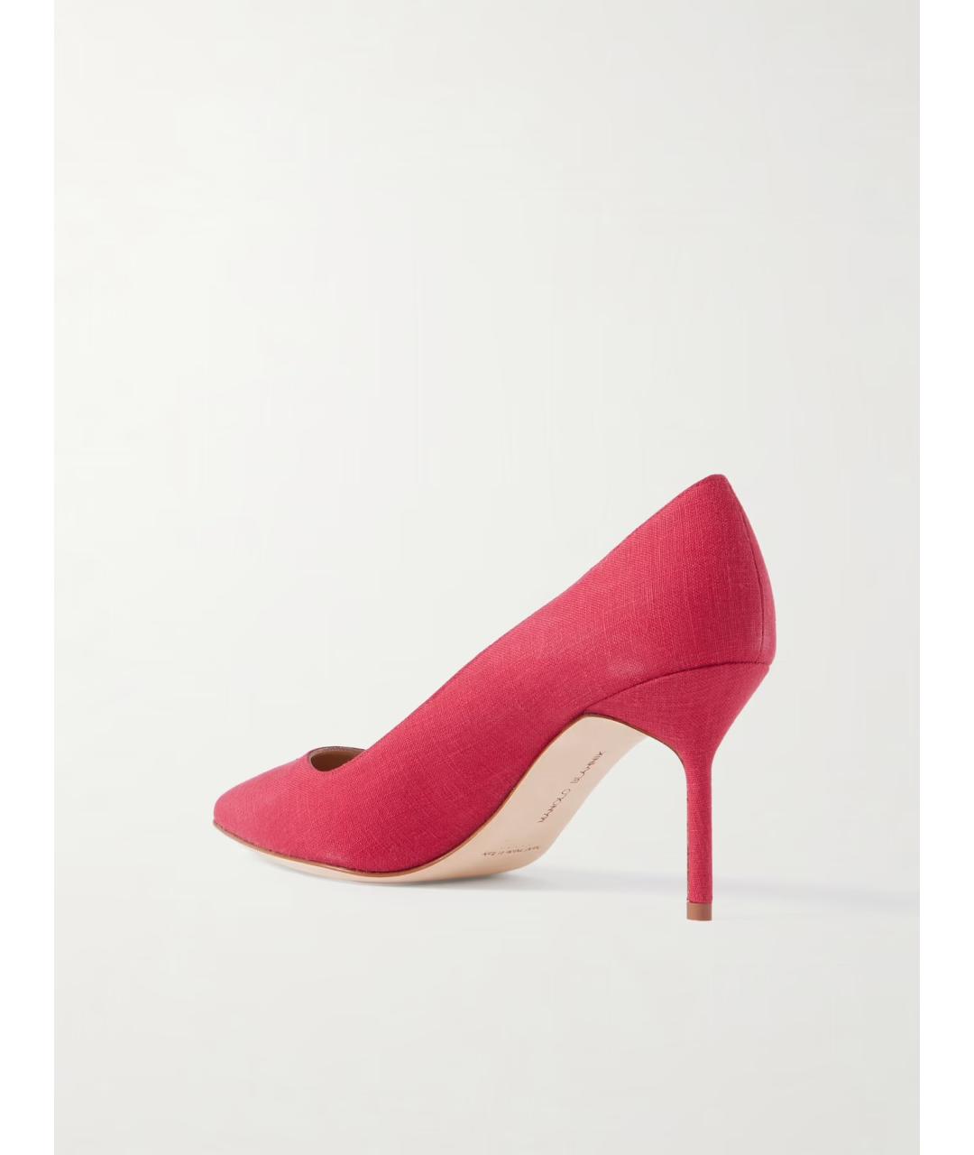 MANOLO BLAHNIK Красные текстильные туфли, фото 4