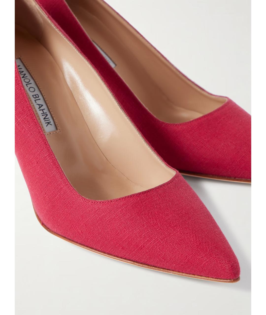 MANOLO BLAHNIK Красные текстильные туфли, фото 3