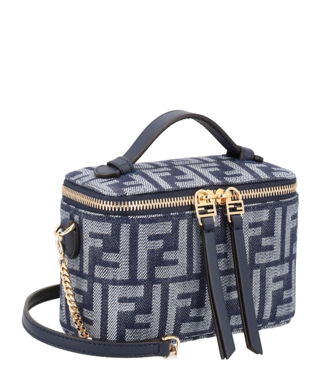 FENDI Синяя хлопковая сумка с короткими ручками, фото 4