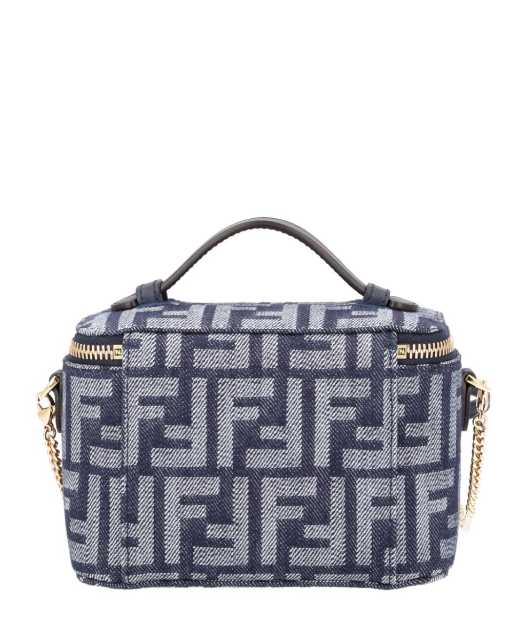 FENDI Синяя хлопковая сумка с короткими ручками, фото 2