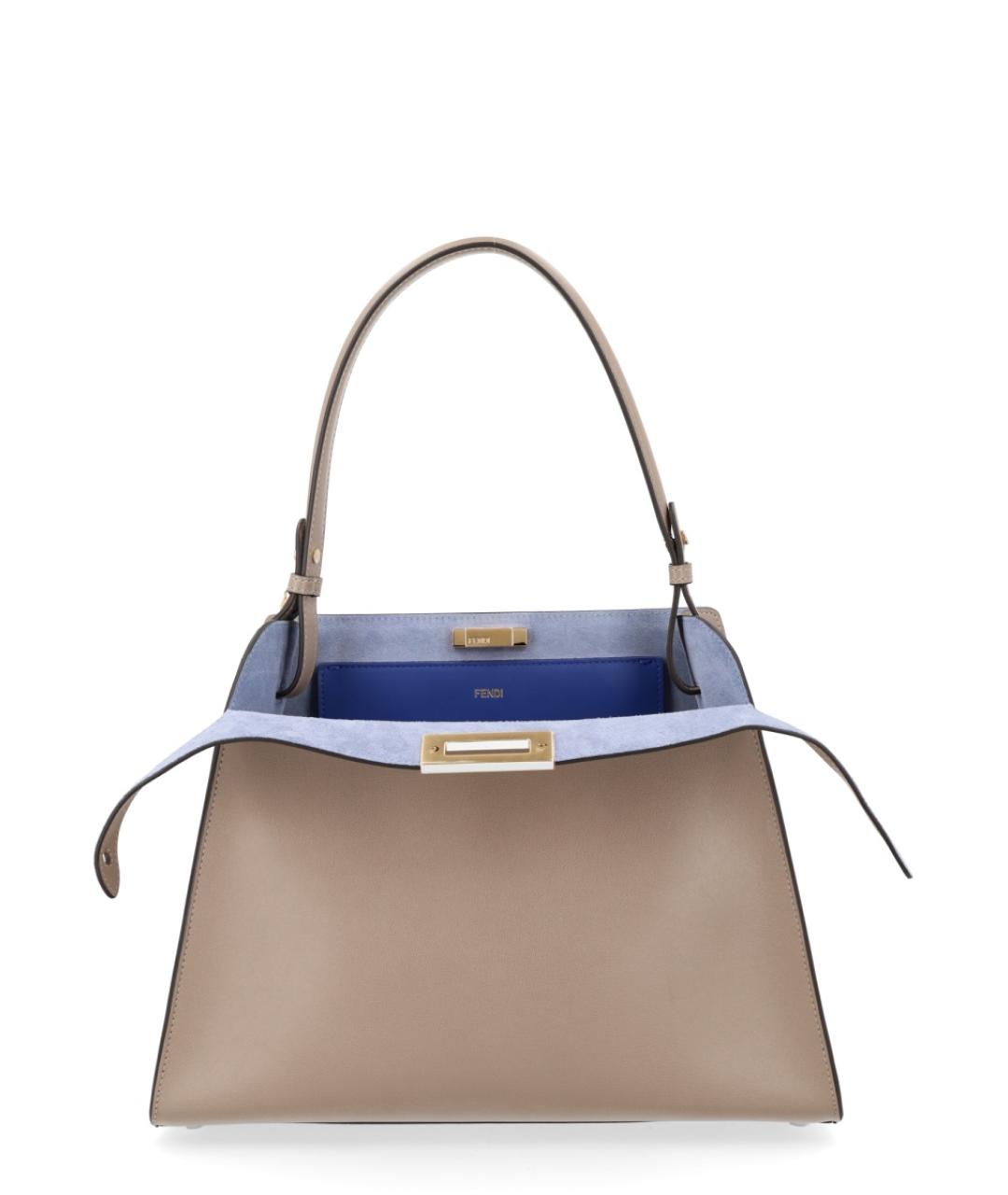 FENDI Бежевая кожаная сумка тоут, фото 3